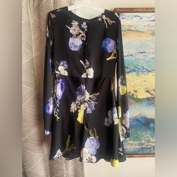 Acne Studios Big Flower Black  Mini Dress Size Small - Picture 1 of 16